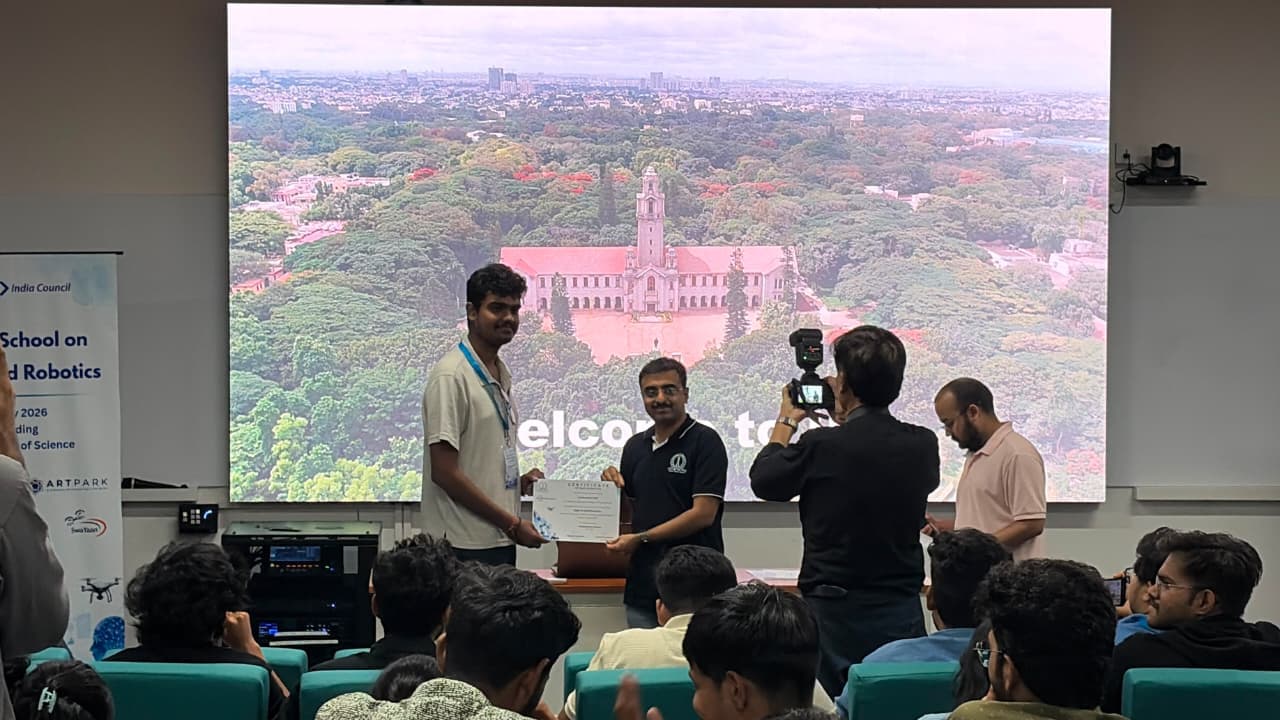 Certificate Conferral on Stage at IISc Bangalore
